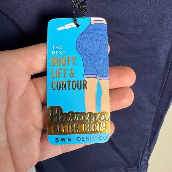 SWS‎ Denim Co Women's NEW Havana Booty Lift Bermuda Shorts Low Rise Navy 3 NWT - Picture 2 of 15